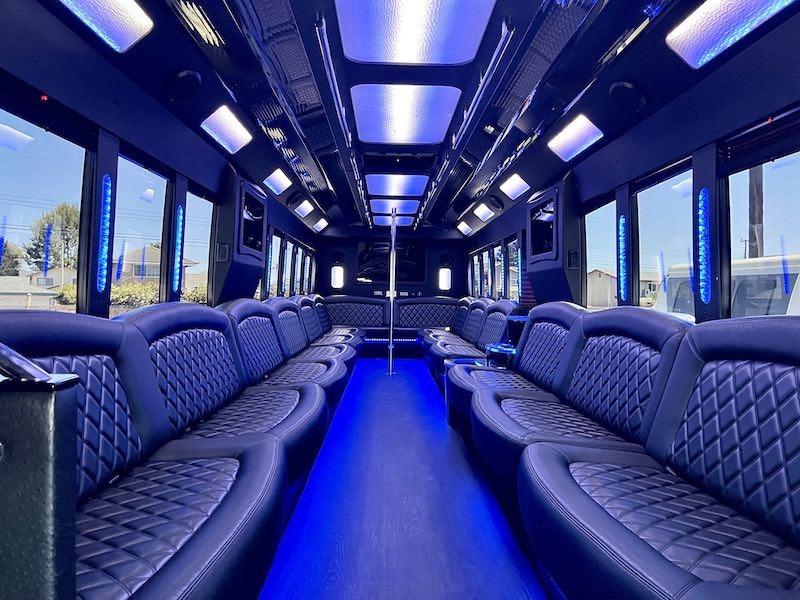 Party Bus Interior Blue Lighting